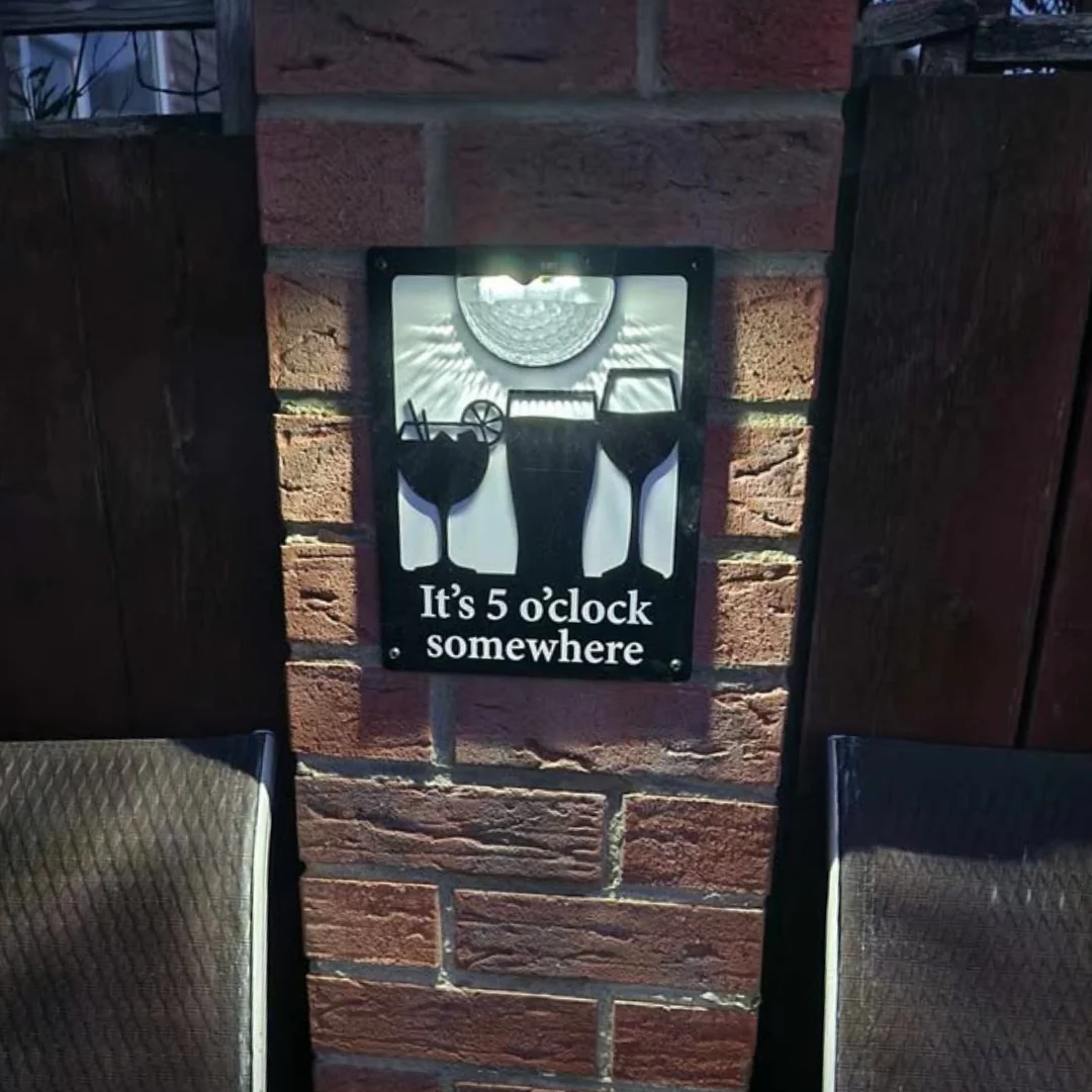 'It's 5 O'clock Somewhere' Drinks Solar Light Wall Plaque - Image 10