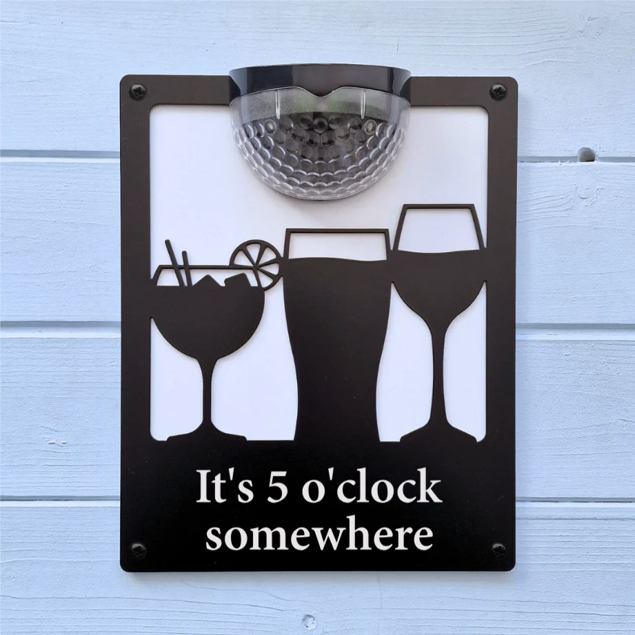 'It's 5 O'clock Somewhere' Drinks Solar Light Wall Plaque - Image 4