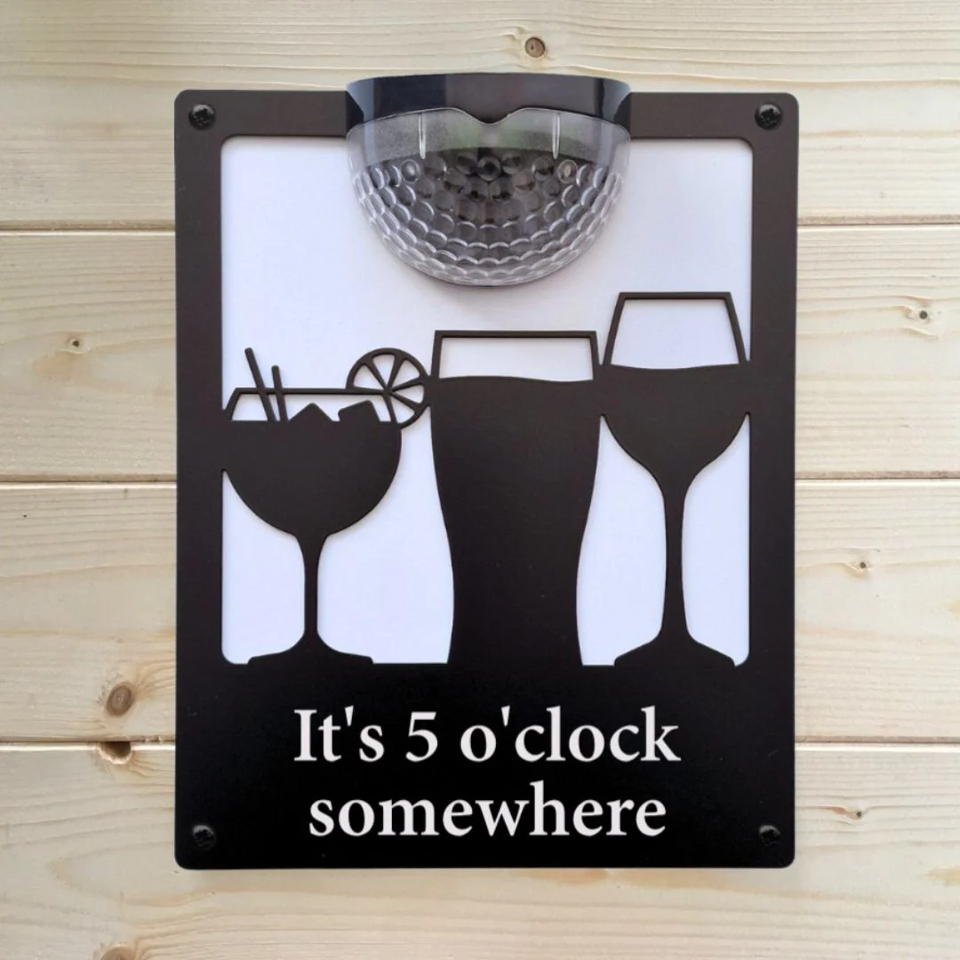 'It's 5 O'clock Somewhere' Drinks Solar Light Wall Plaque - Image 6