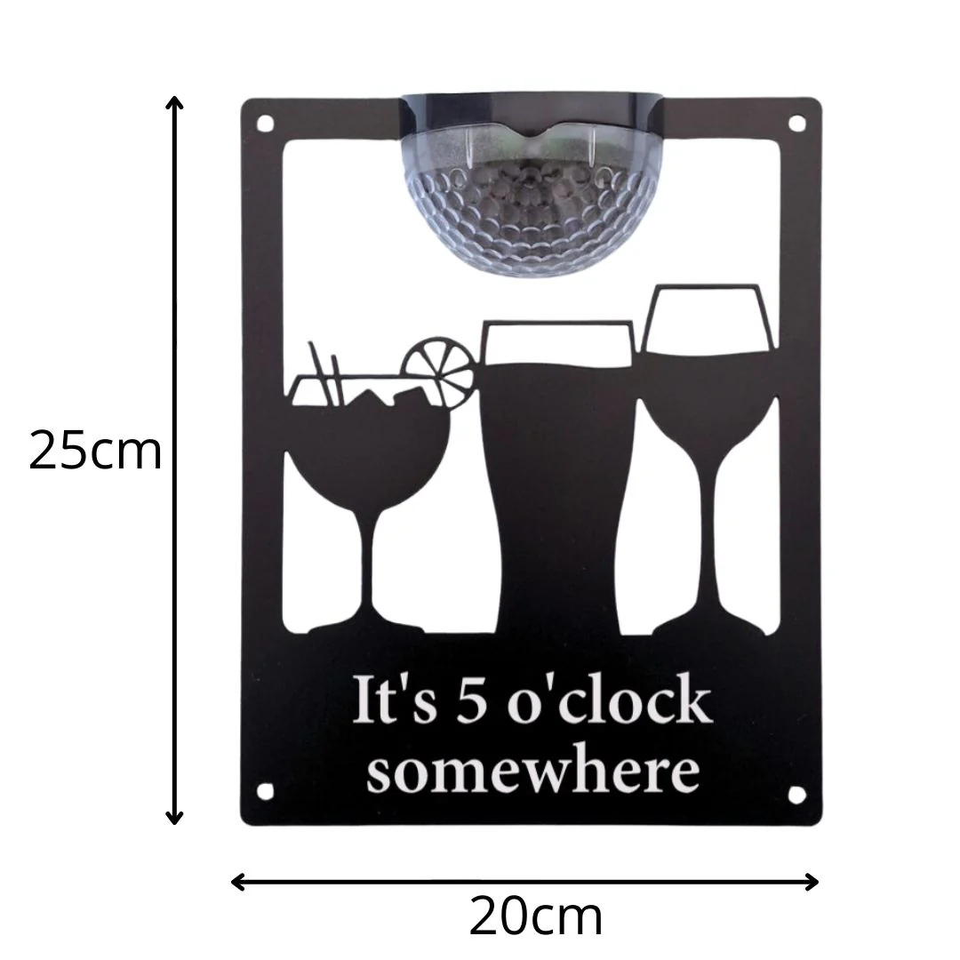 'It's 5 O'clock Somewhere' Drinks Solar Light Wall Plaque - Image 8