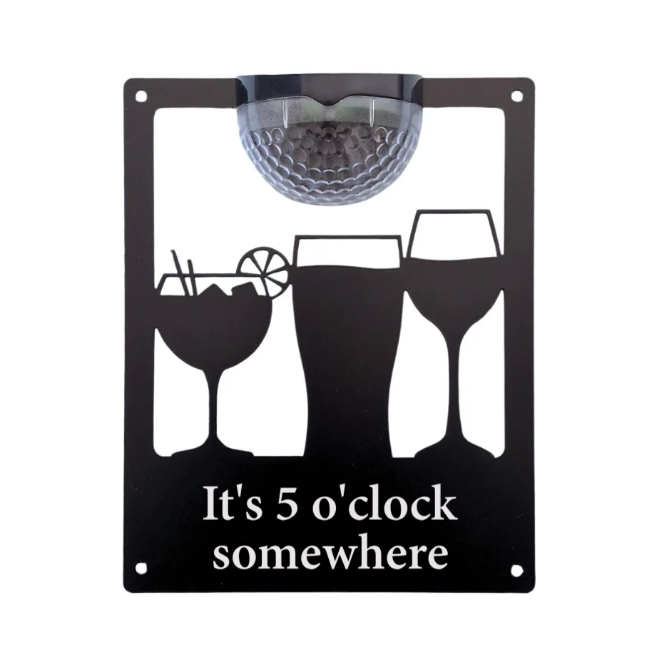 'It's 5 O'clock Somewhere' Drinks Solar Light Wall Plaque - Image 9