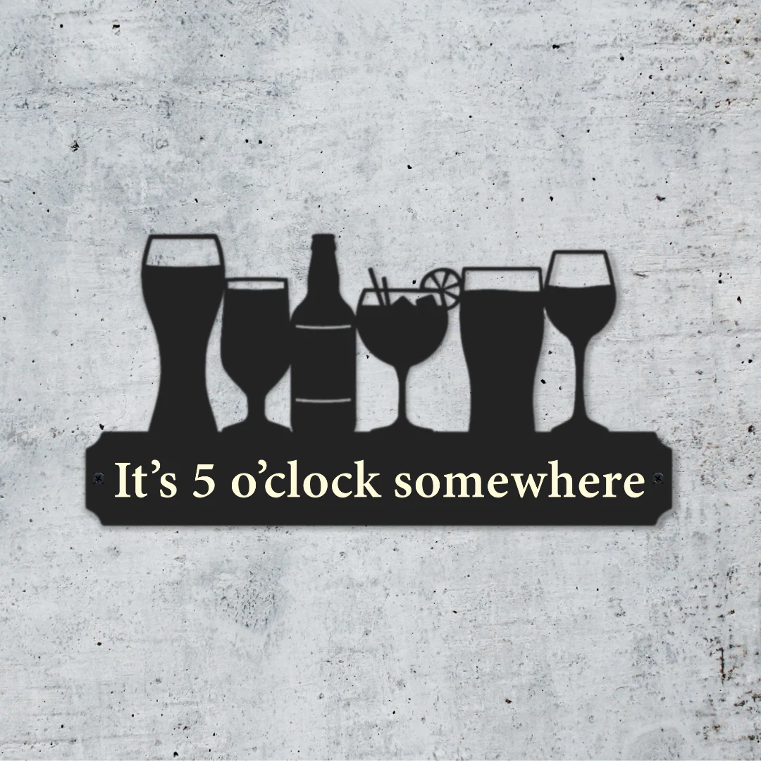 'It's 5 o'clock somewhere' Large Drinks Wall Art - Image 4