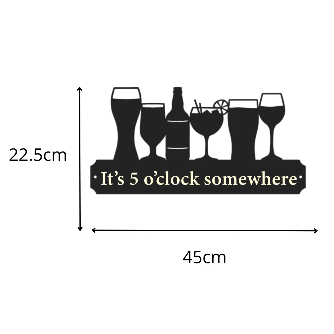 'It's 5 o'clock somewhere' Large Drinks Wall Art - Image 5