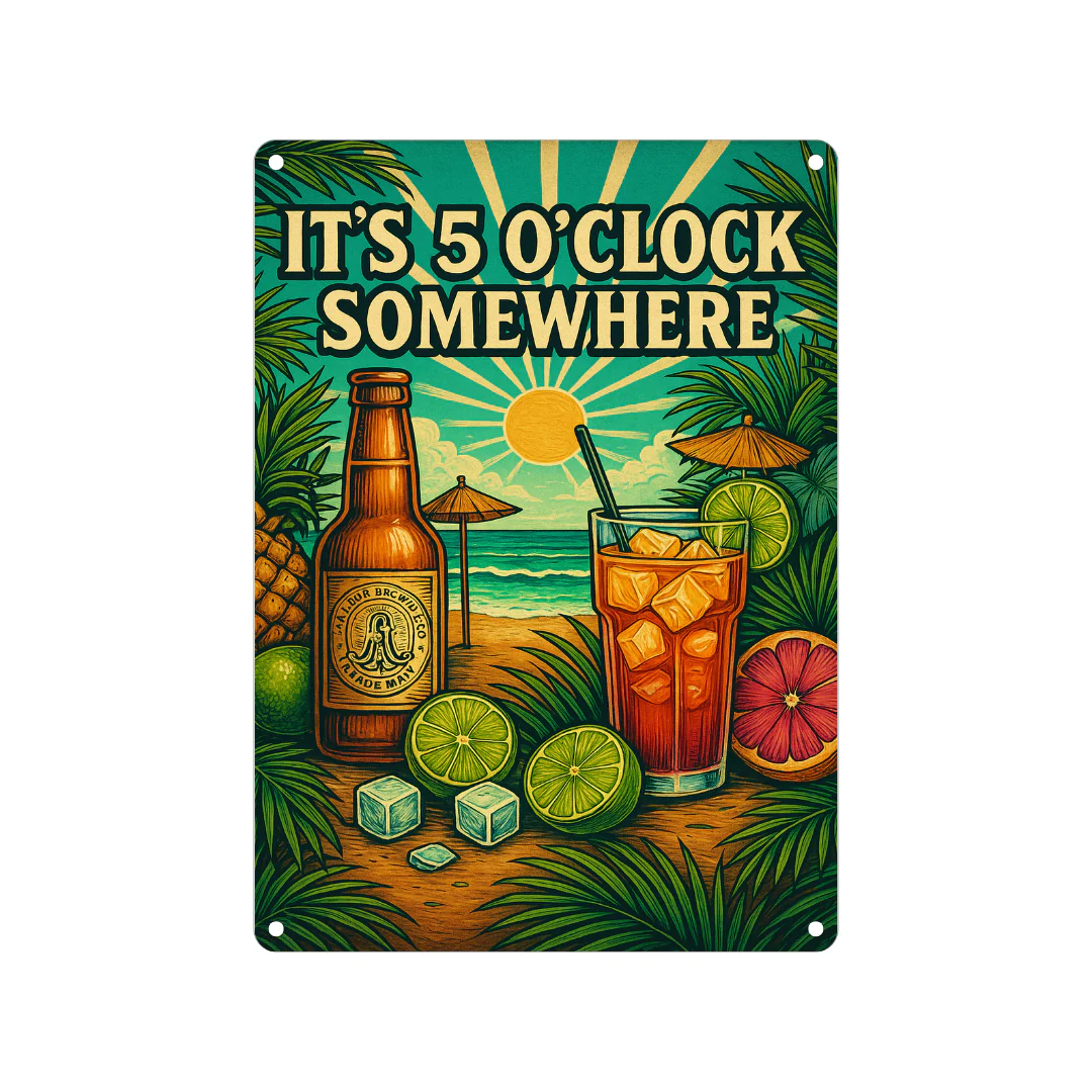 'It's 5 O'Clock Somewhere' Metal Sign 25cm - Image 4