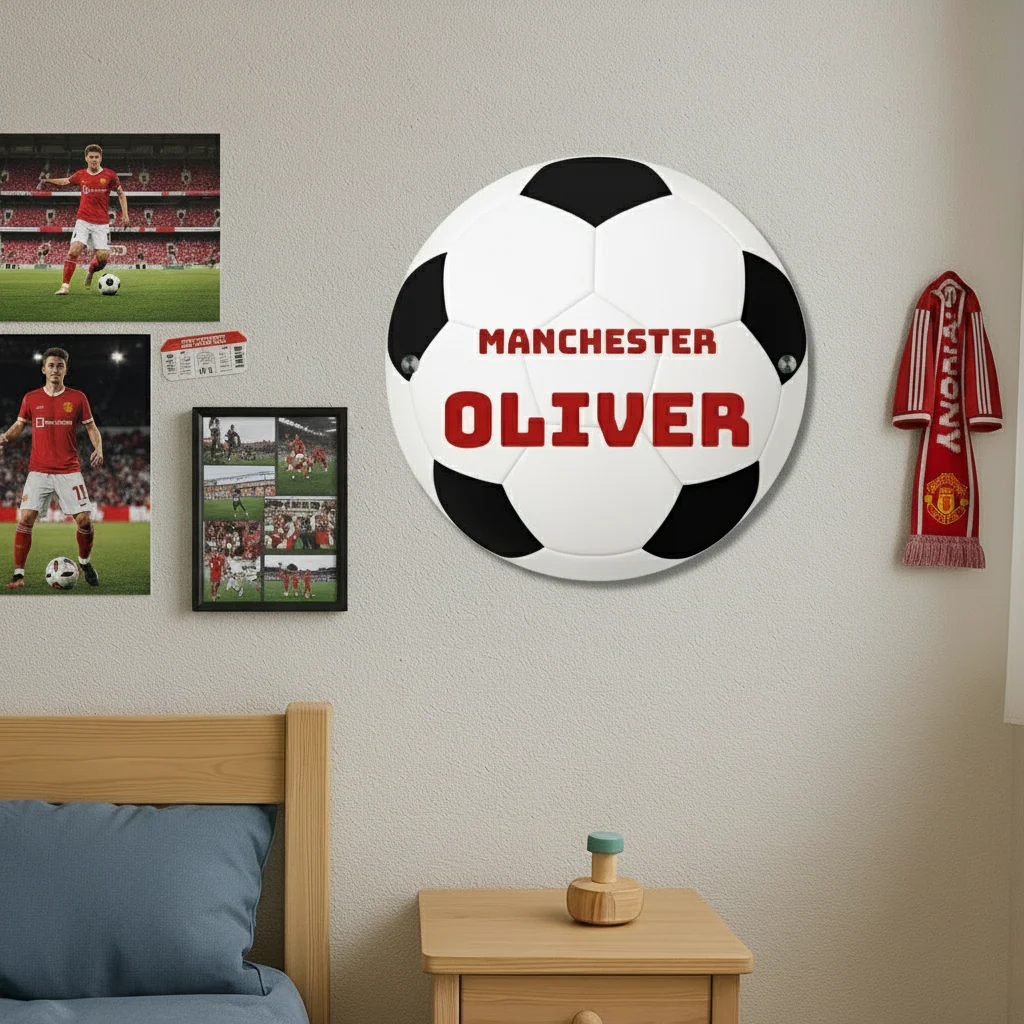 XL Personalised Metal Football Bedroom Wall Decor - Image 4