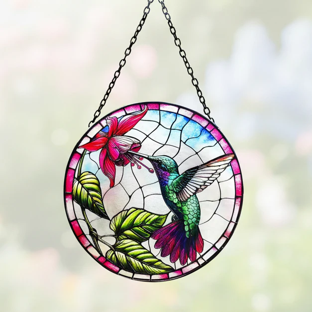 Large Glass Hanging Hummingbird Suncatcher - Image 3
