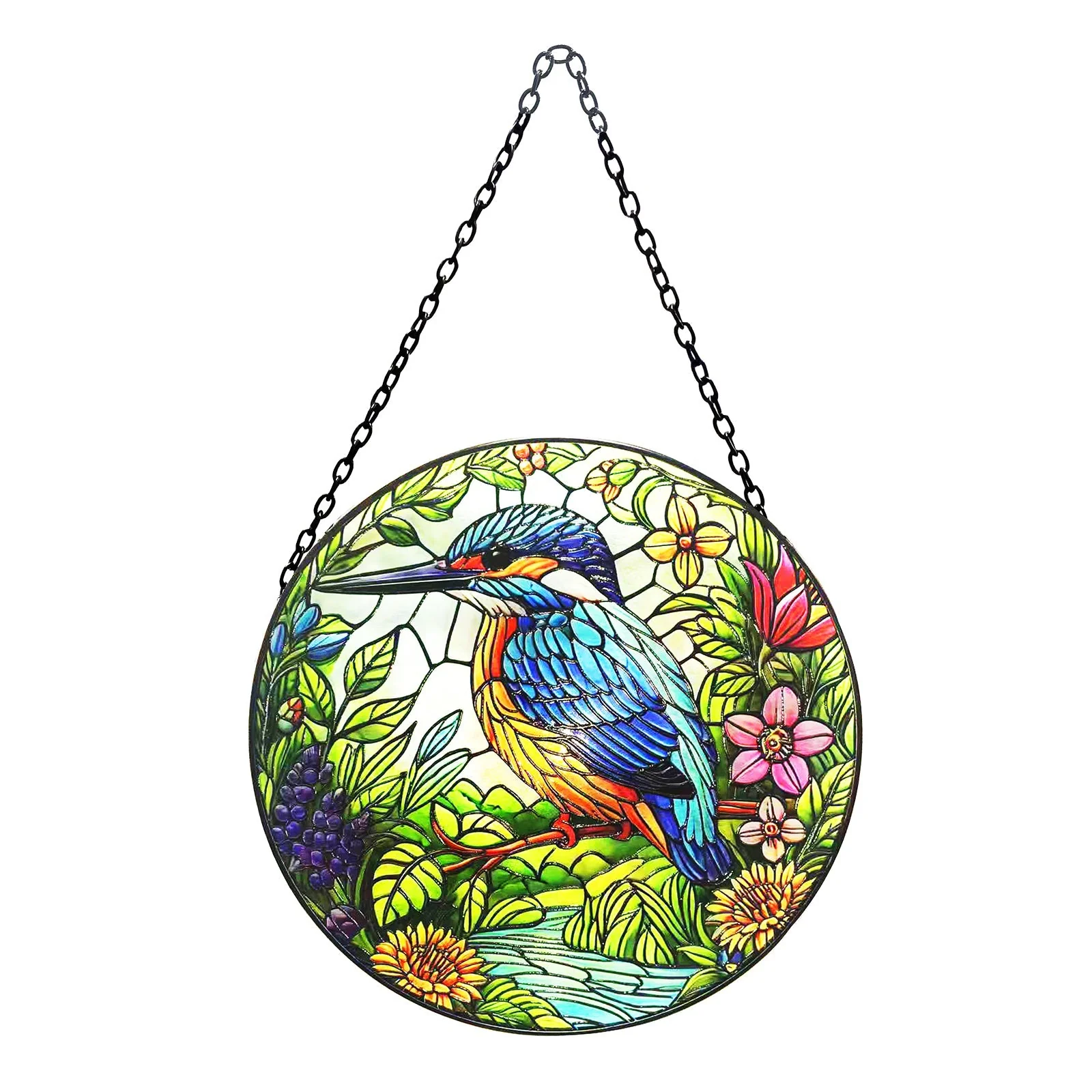 Large Glass Hanging Kingfisher Suncatcher - Image 3