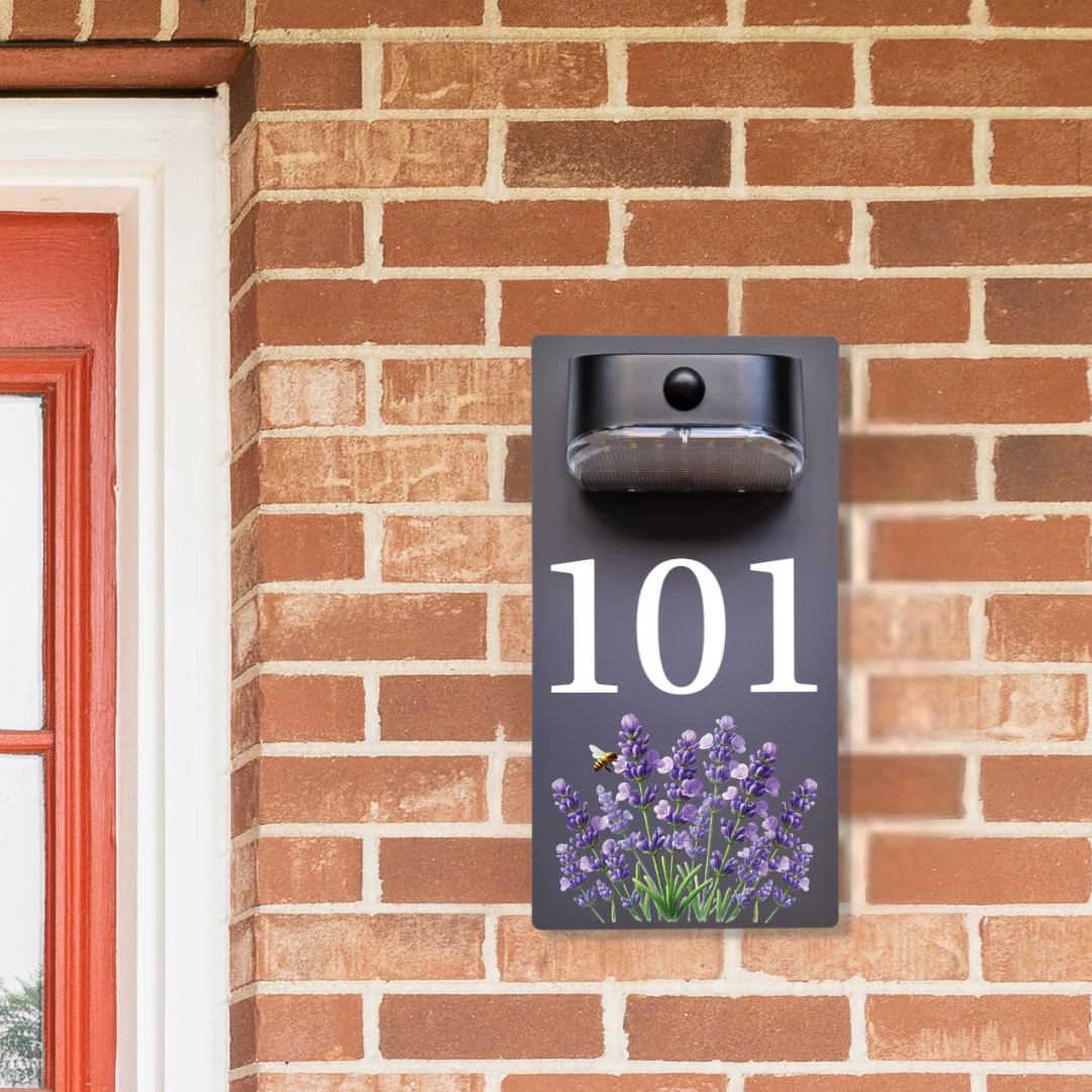 Lavender Motion Sensor Solar House Number Sign