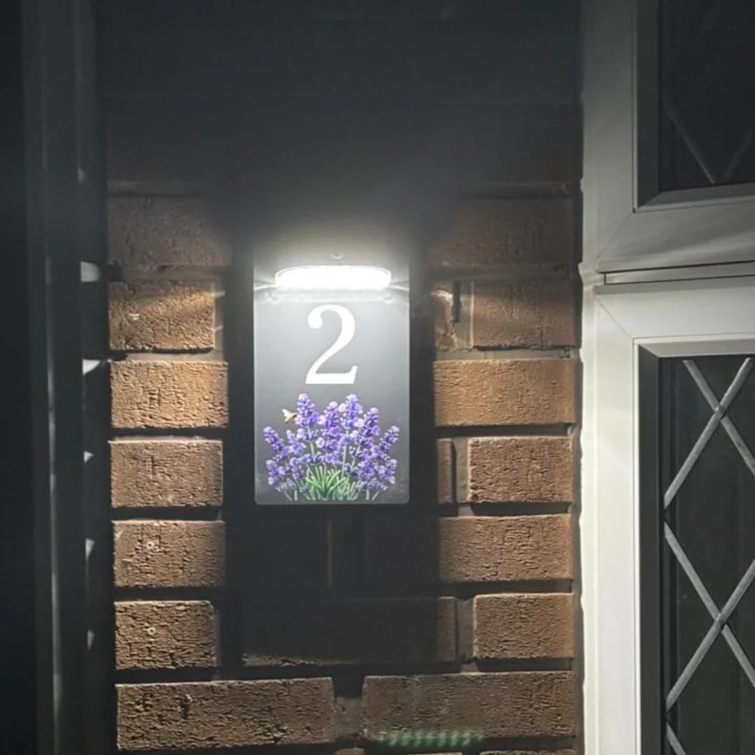 Lavender Motion Sensor Solar House Number Sign - Image 11