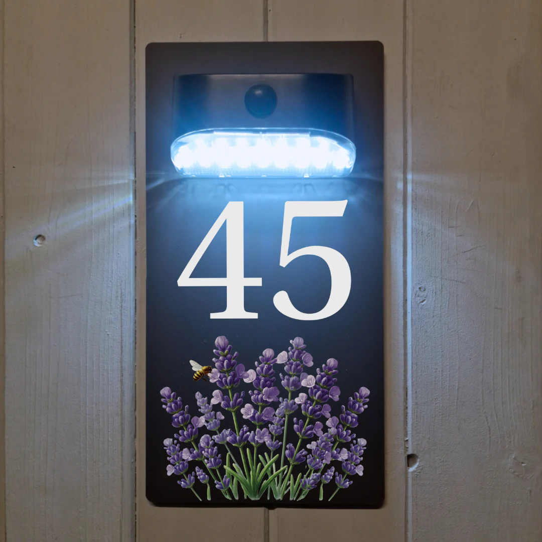 Lavender Motion Sensor Solar House Number Sign - Image 2