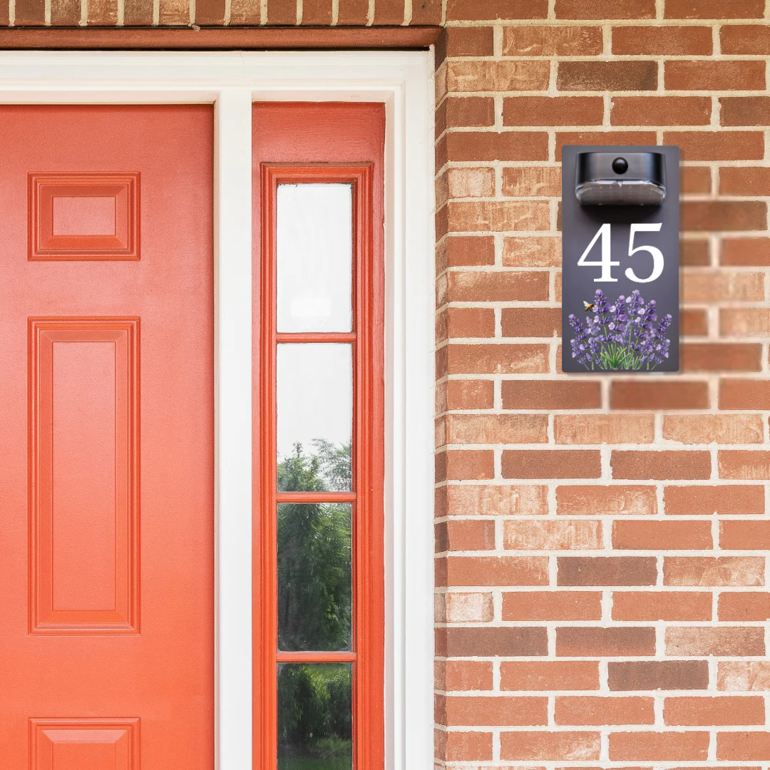 Lavender Motion Sensor Solar House Number Sign - Image 3