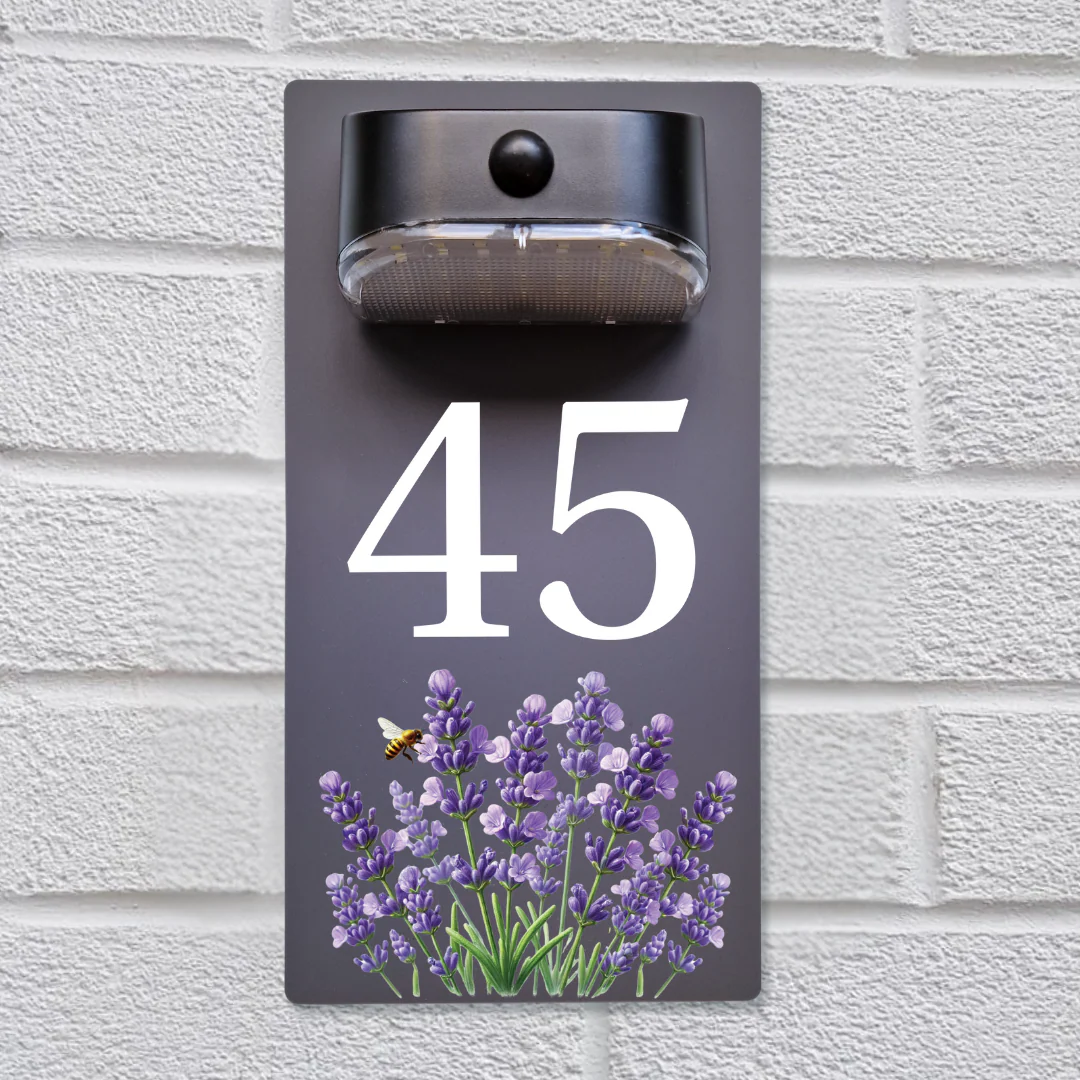 Lavender Motion Sensor Solar House Number Sign - Image 4