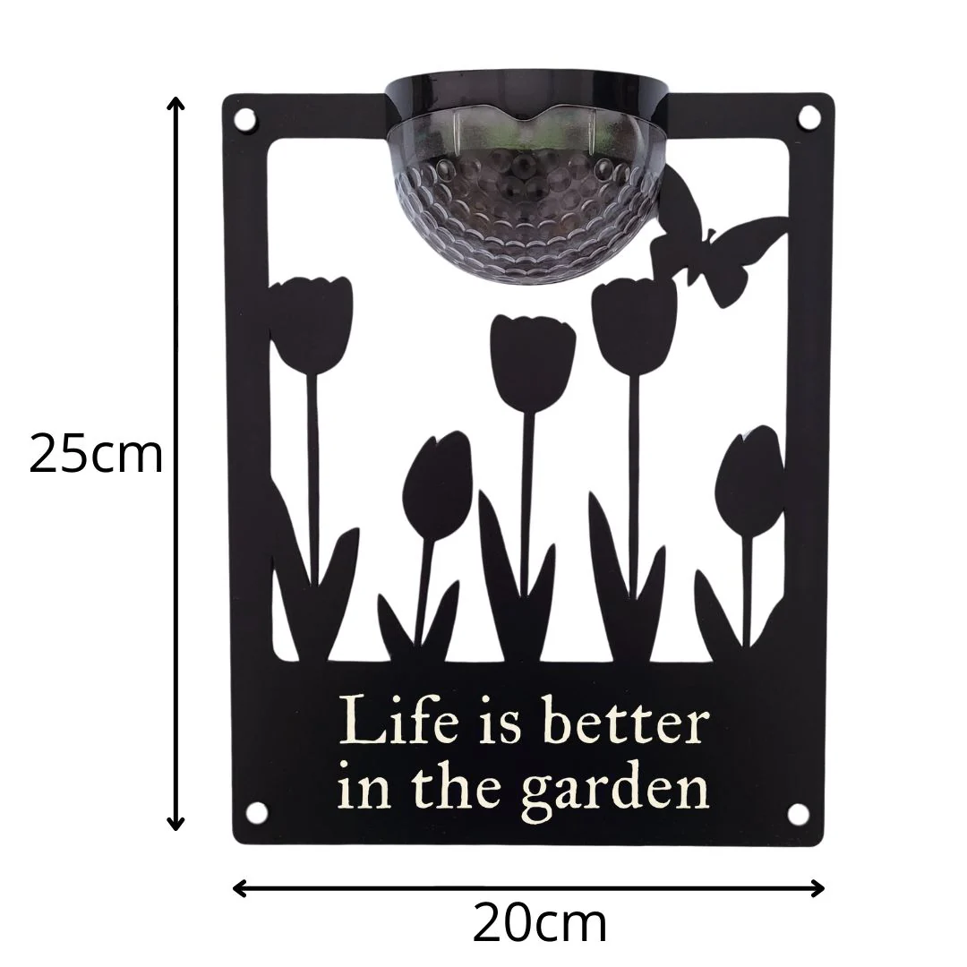 'Life is better in the garden' Tulips Solar Light Wall Plaque - Image 7