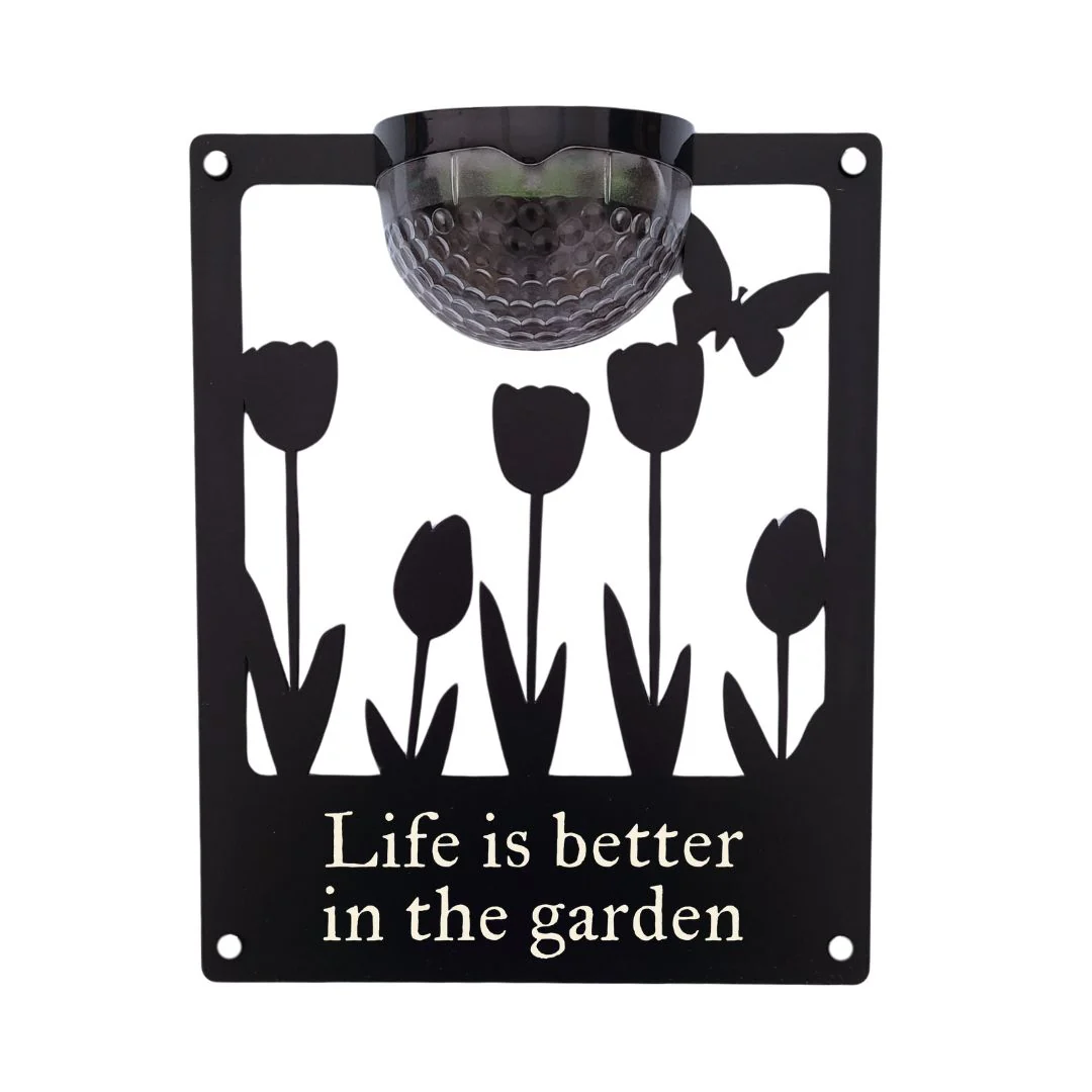 'Life is better in the garden' Tulips Solar Light Wall Plaque - Image 8