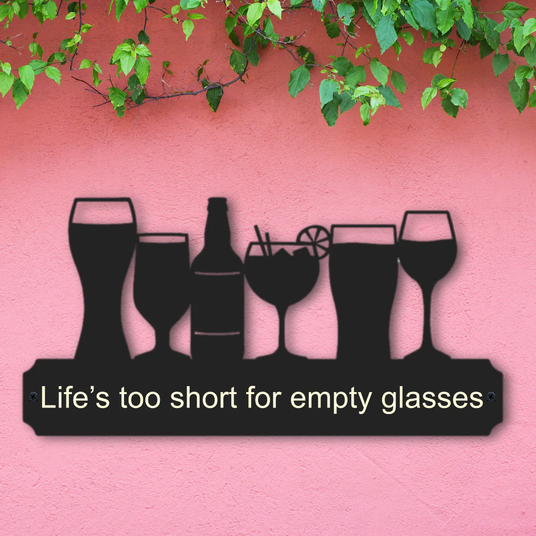 'Life’s too short for empty glasses' Large Drinks Wall Art - Image 2