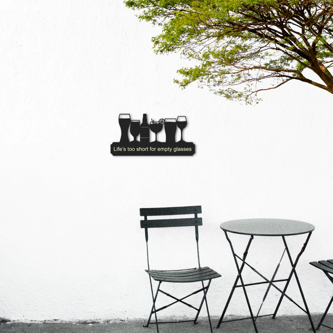 'Life’s too short for empty glasses' Large Drinks Wall Art - Image 3