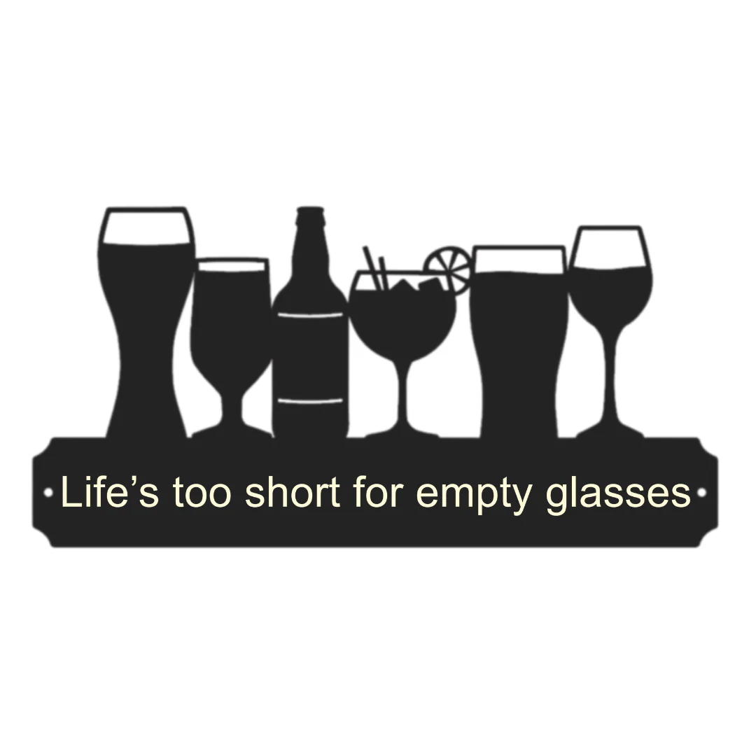'Life’s too short for empty glasses' Large Drinks Wall Art - Image 6