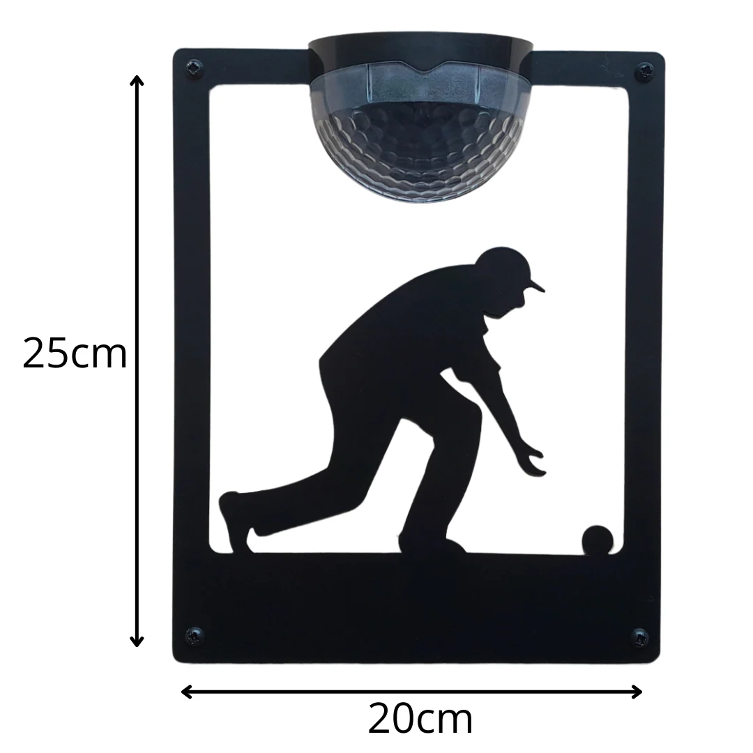 Man Lawn Bowler Wall Plaque with Solar Powered Light - Image 10