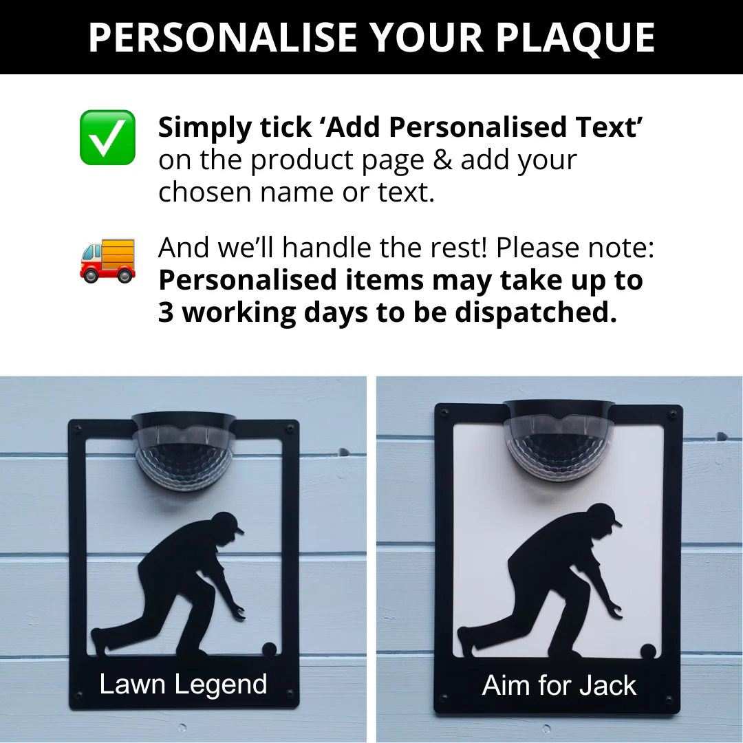 Man Lawn Bowler Wall Plaque with Solar Powered Light - Image 5