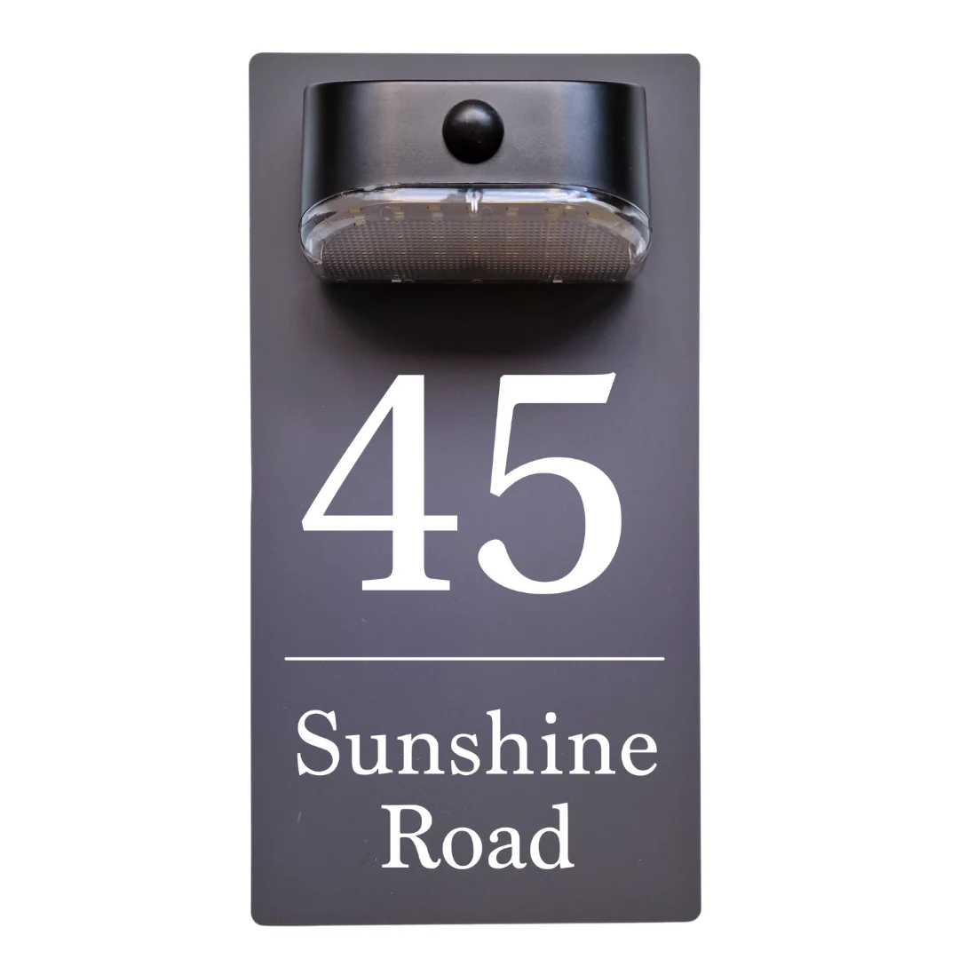 Number & Road Motion Sensor Solar House Sign (Grey/Black) - Image 10