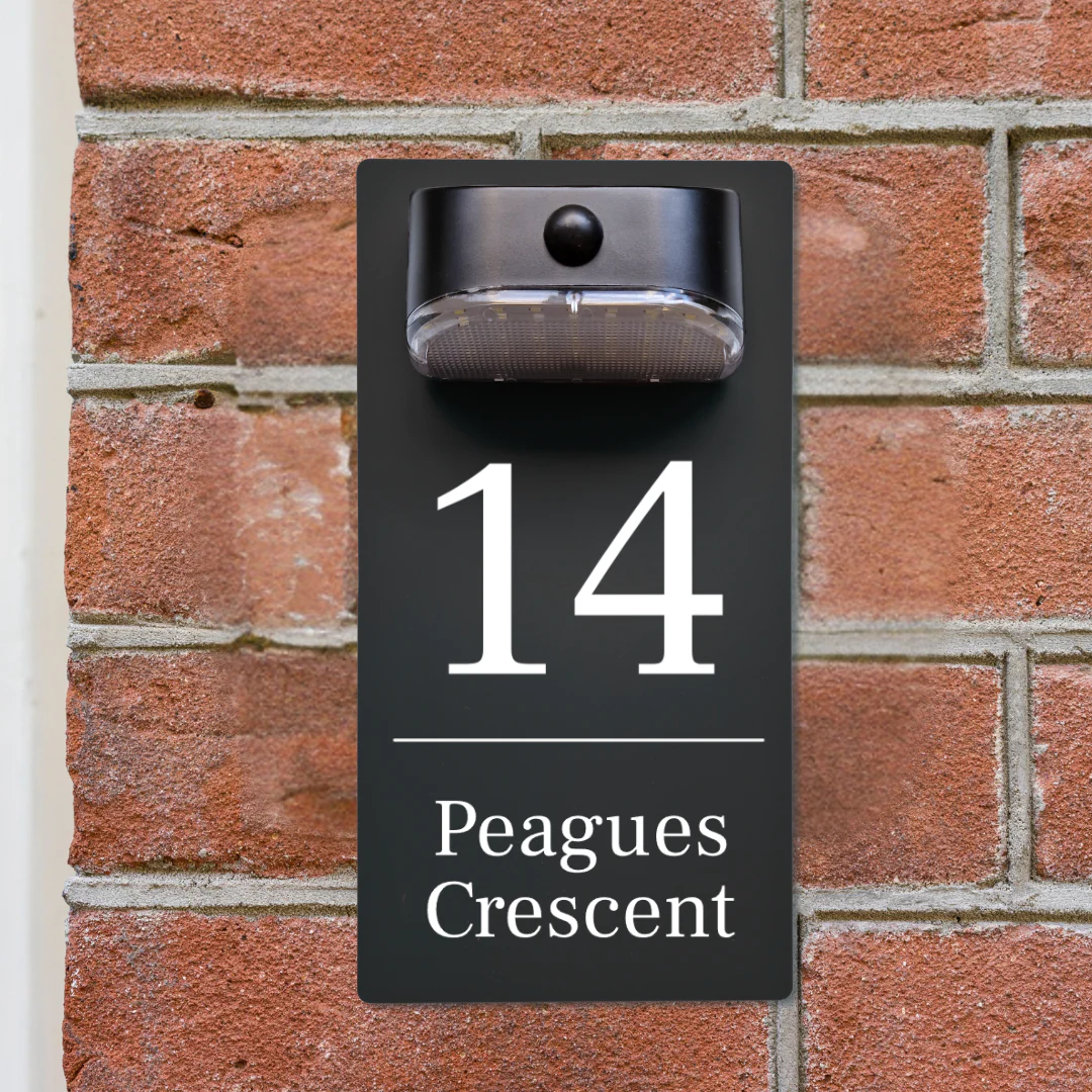 Number & Road Motion Sensor Solar House Sign (Grey/Black) - Image 4