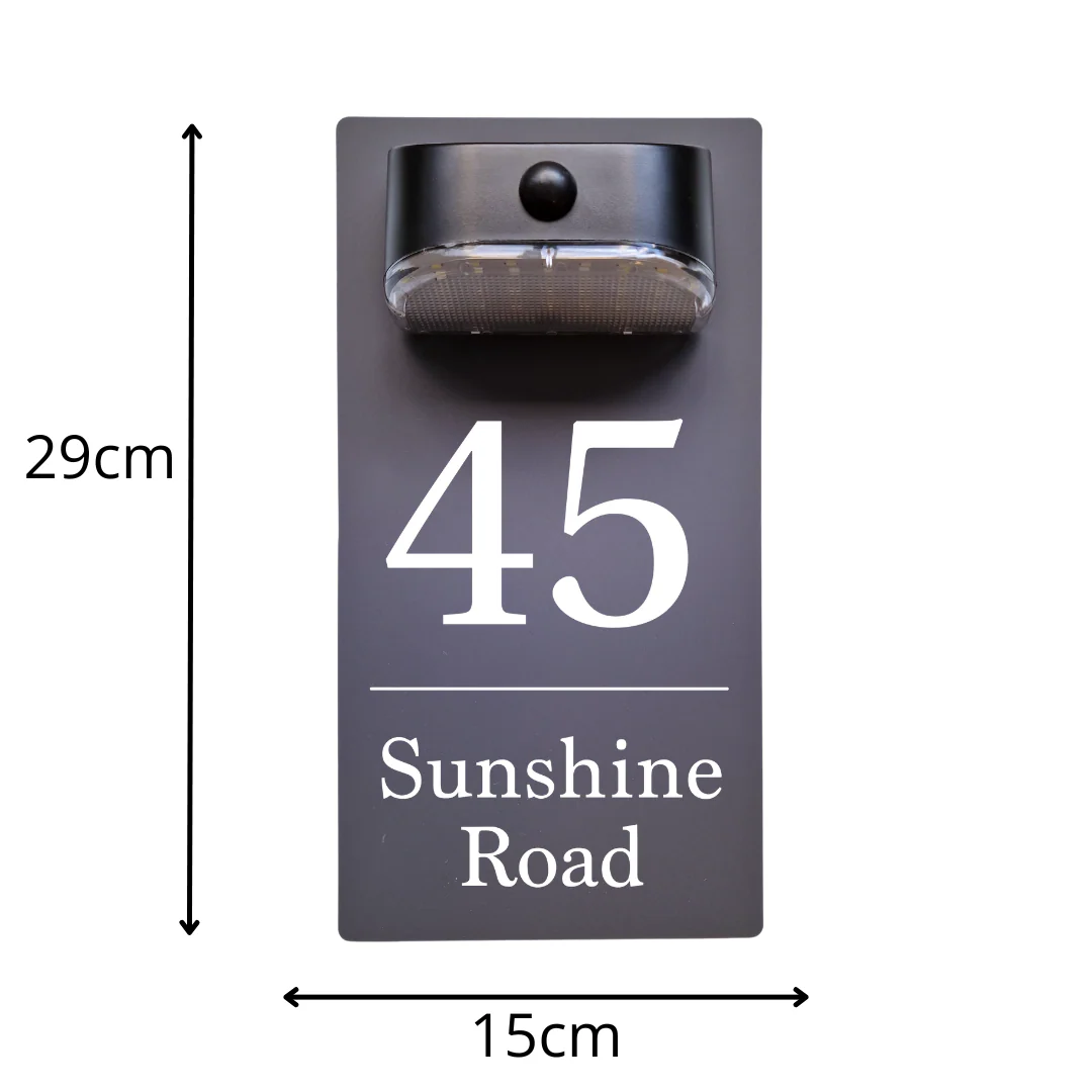 Number & Road Motion Sensor Solar House Sign (Grey/Black) - Image 9