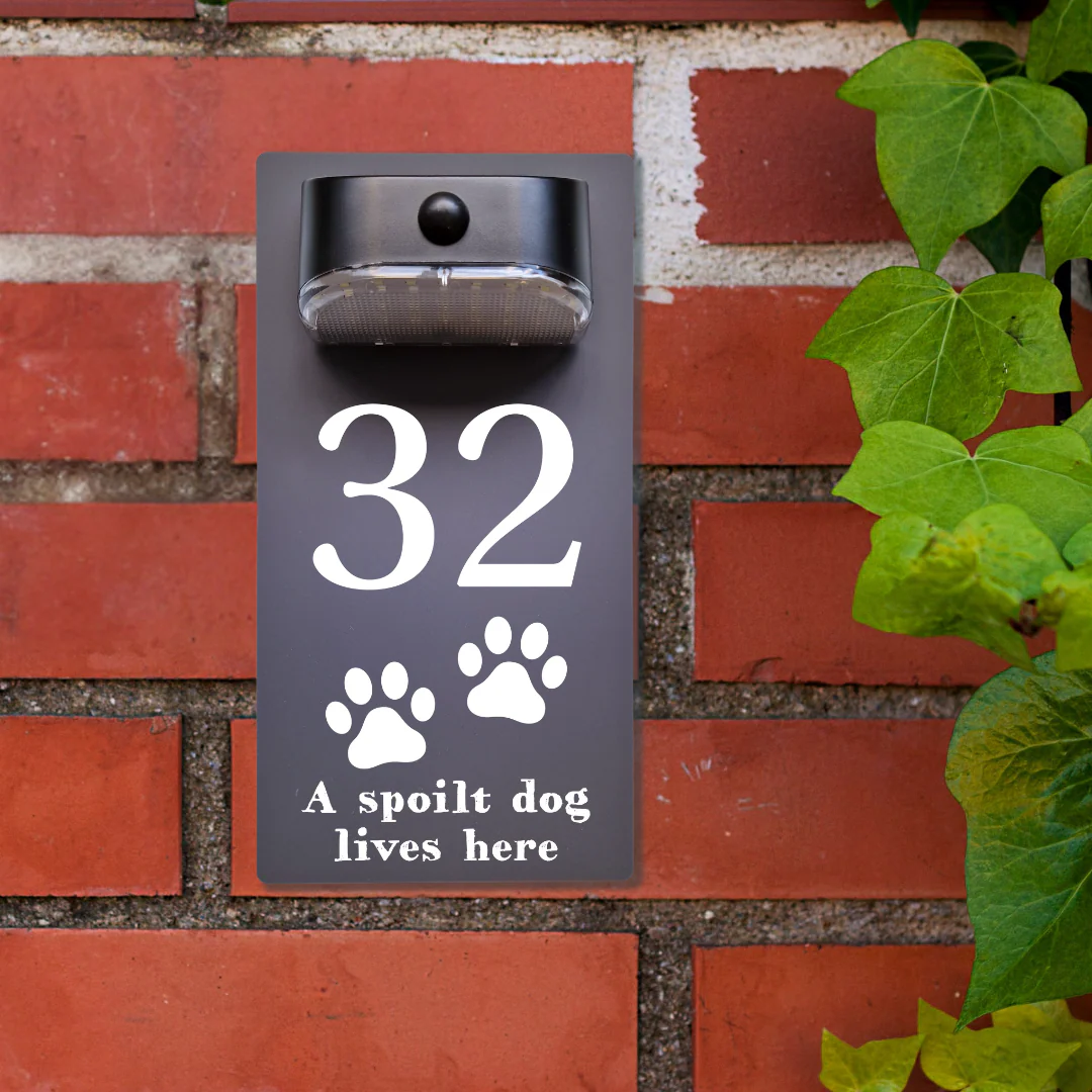 Paw Print Motion Sensor Solar House Number Sign - Image 2