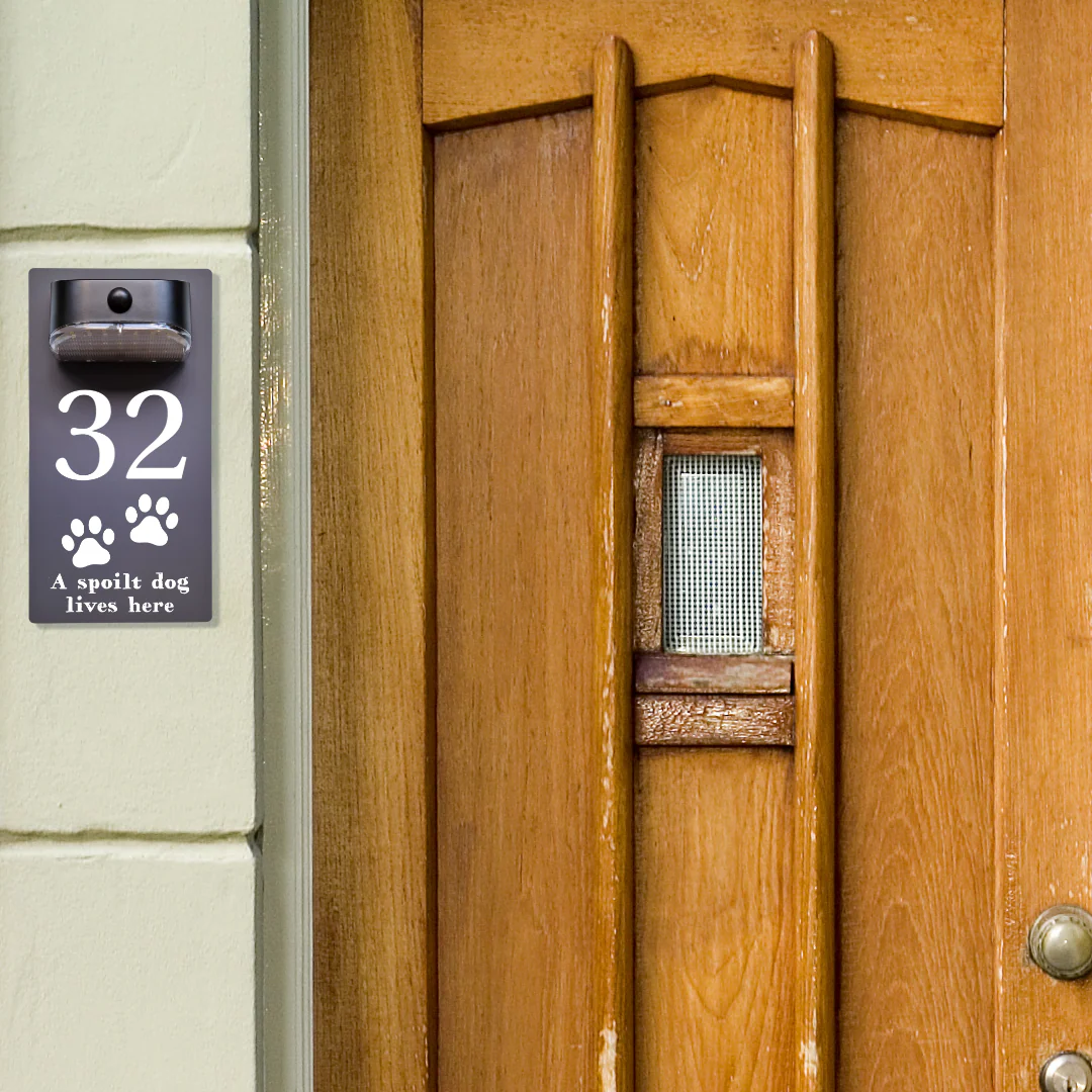 Paw Print Motion Sensor Solar House Number Sign - Image 3