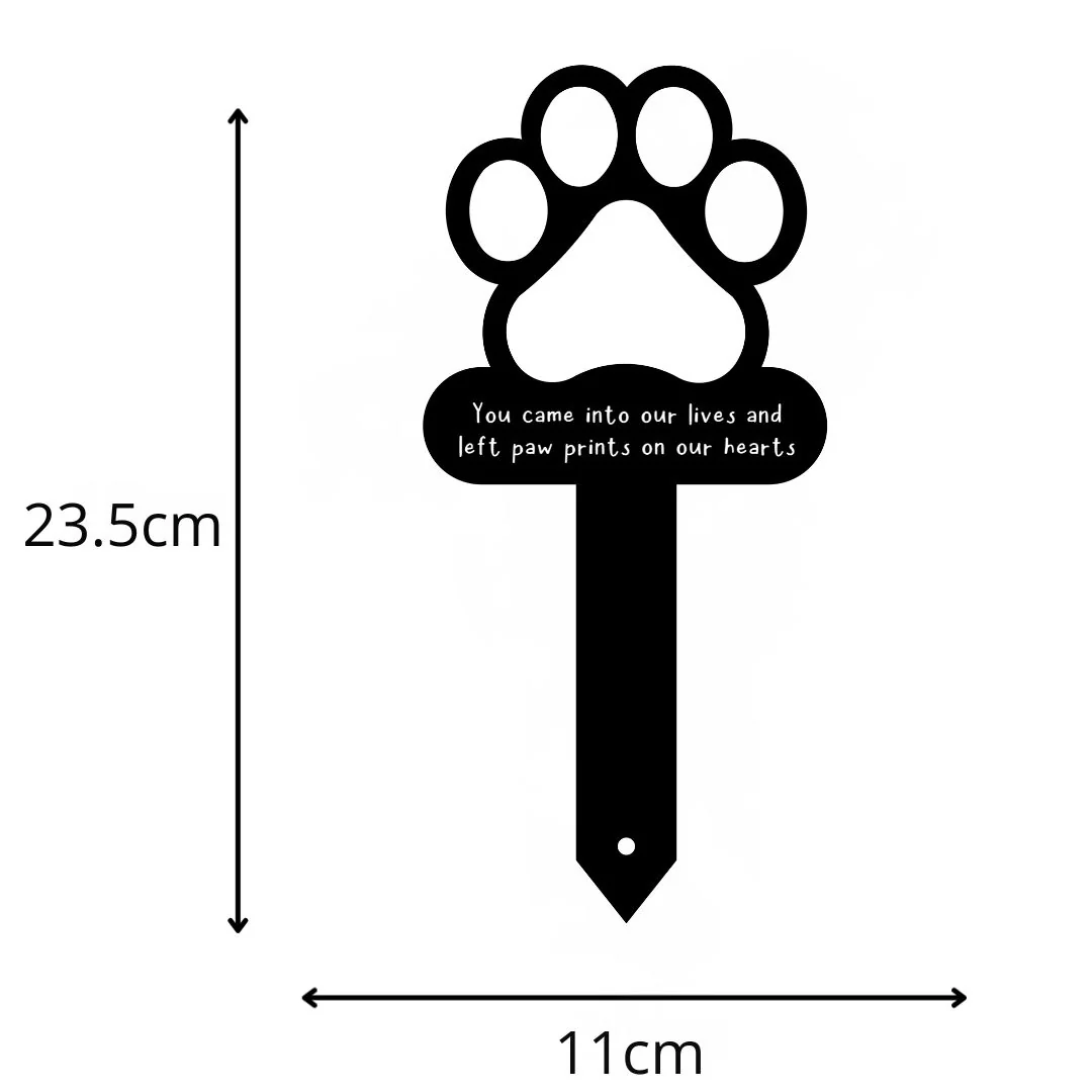 'Paw prints on our hearts' - Memorial Paw Print Metal Stake - Image 3