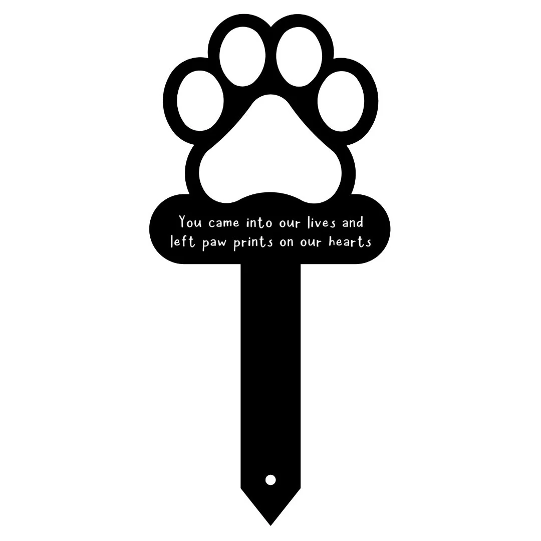 'Paw prints on our hearts' - Memorial Paw Print Metal Stake - Image 4