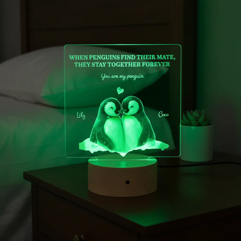 Penguin Couple LED Night Light (You Can Personalise Me!) - Image 10