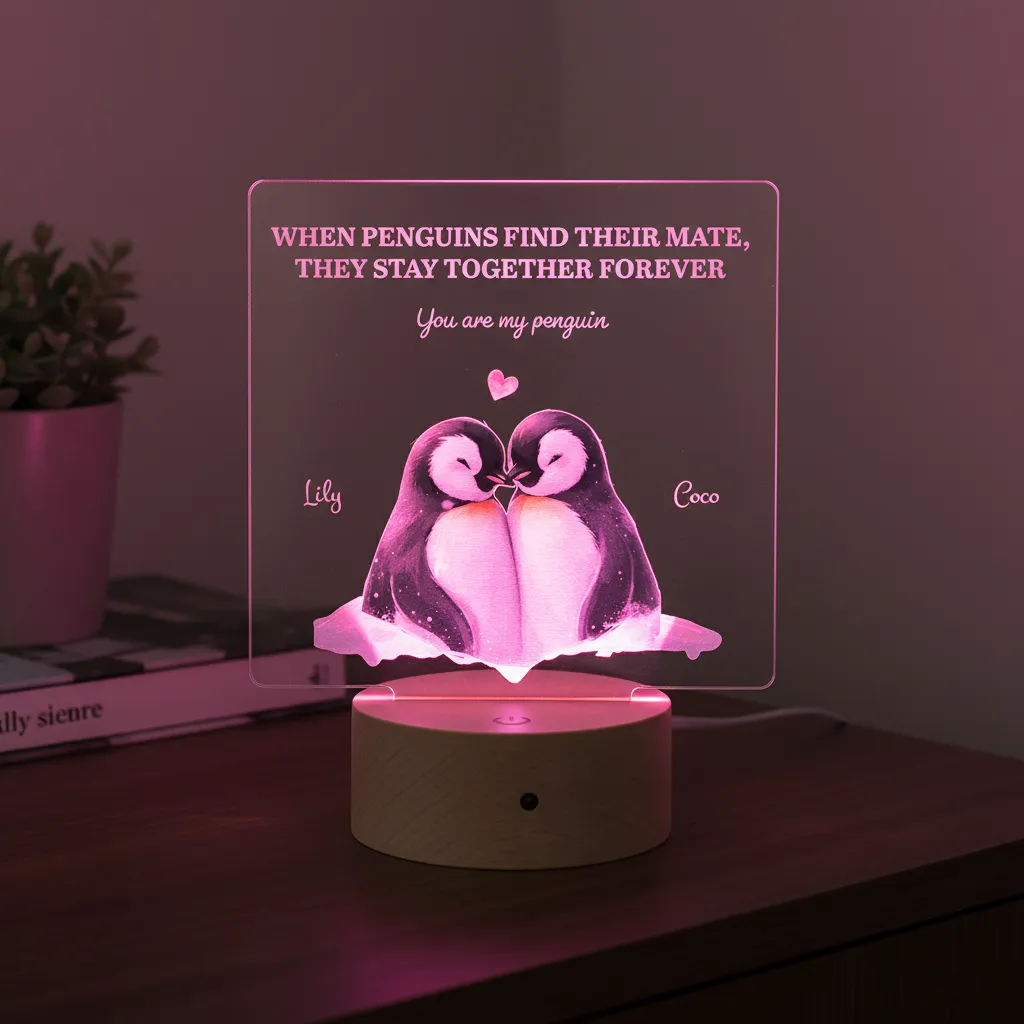Penguin Couple LED Night Light (You Can Personalise Me!) - Image 11
