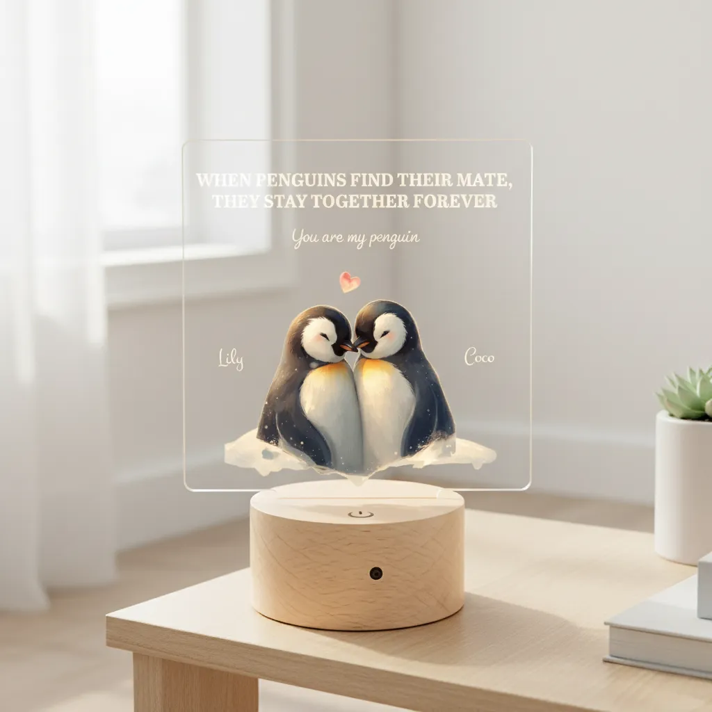 Penguin Couple LED Night Light (You Can Personalise Me!) - Image 12