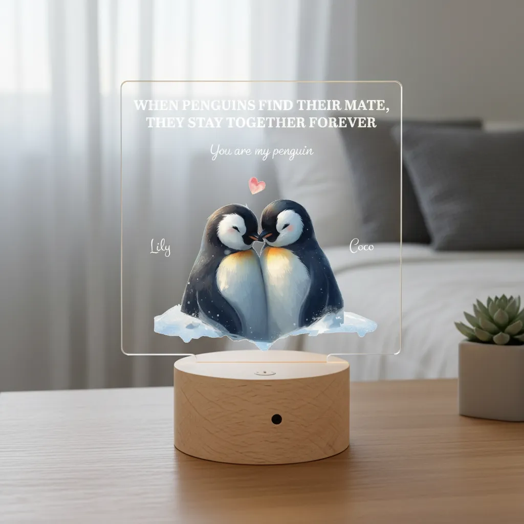 Penguin Couple LED Night Light (You Can Personalise Me!) - Image 2