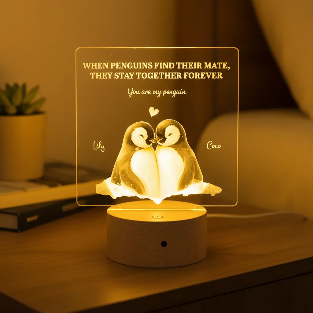 Penguin Couple LED Night Light (You Can Personalise Me!) - Image 6