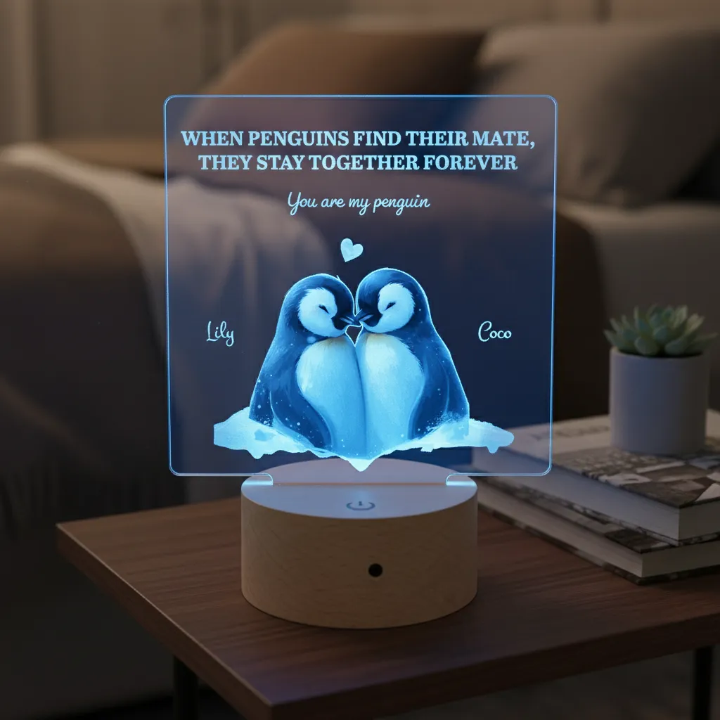 Penguin Couple LED Night Light (You Can Personalise Me!) - Image 7