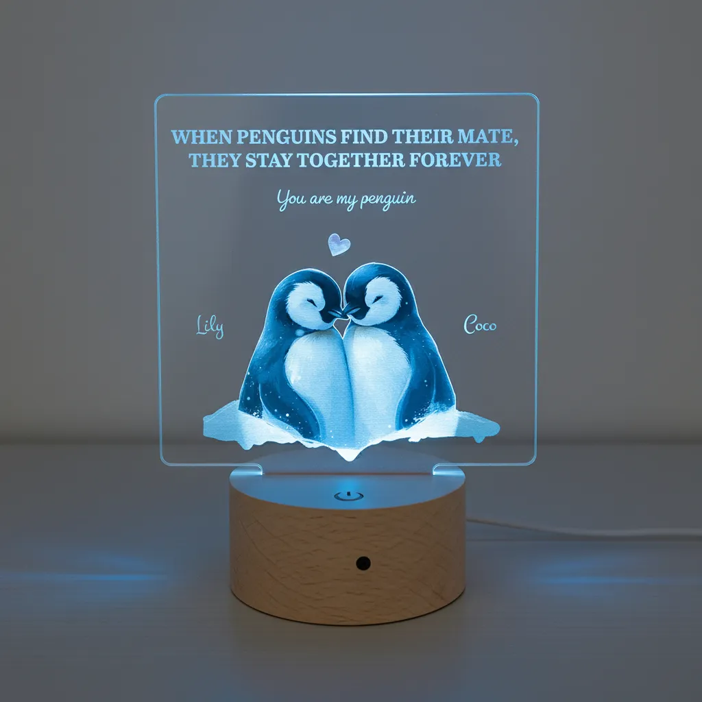 Penguin Couple LED Night Light (You Can Personalise Me!) - Image 8