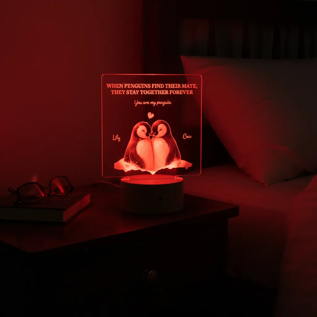 Penguin Couple LED Night Light (You Can Personalise Me!) - Image 9