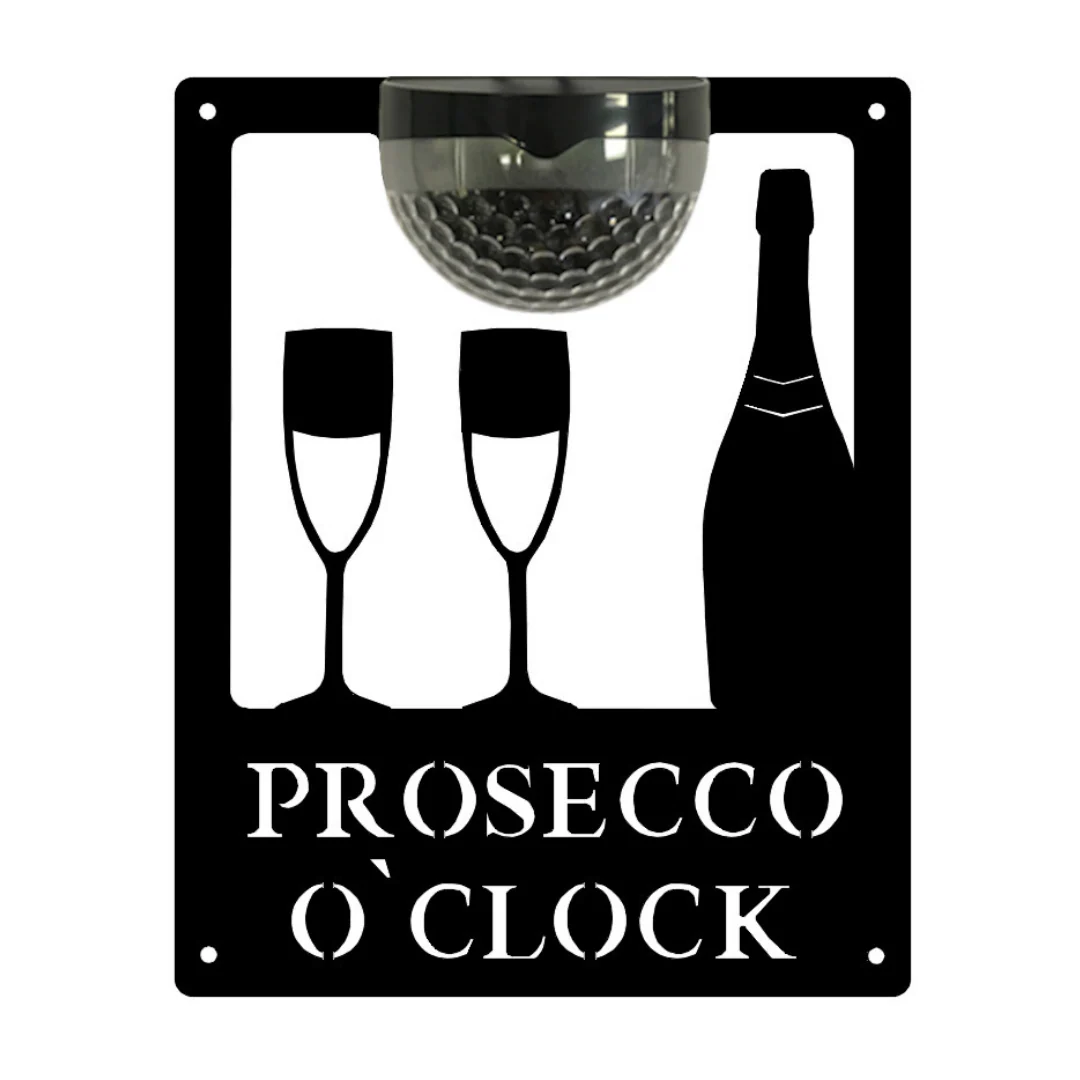 Prosecco O'Clock Sign with Solar Powered Light - Image 10
