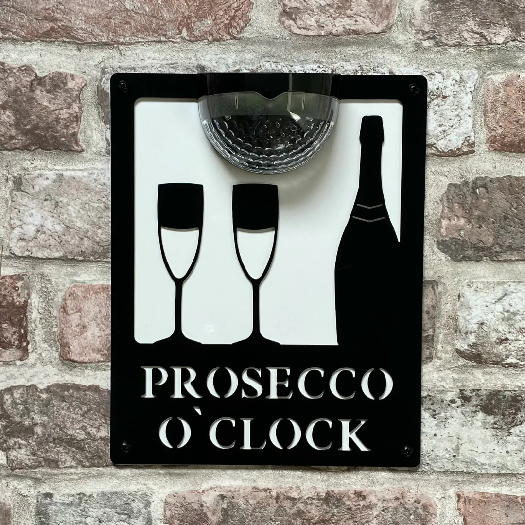 Prosecco O'Clock Sign with Solar Powered Light - Image 6