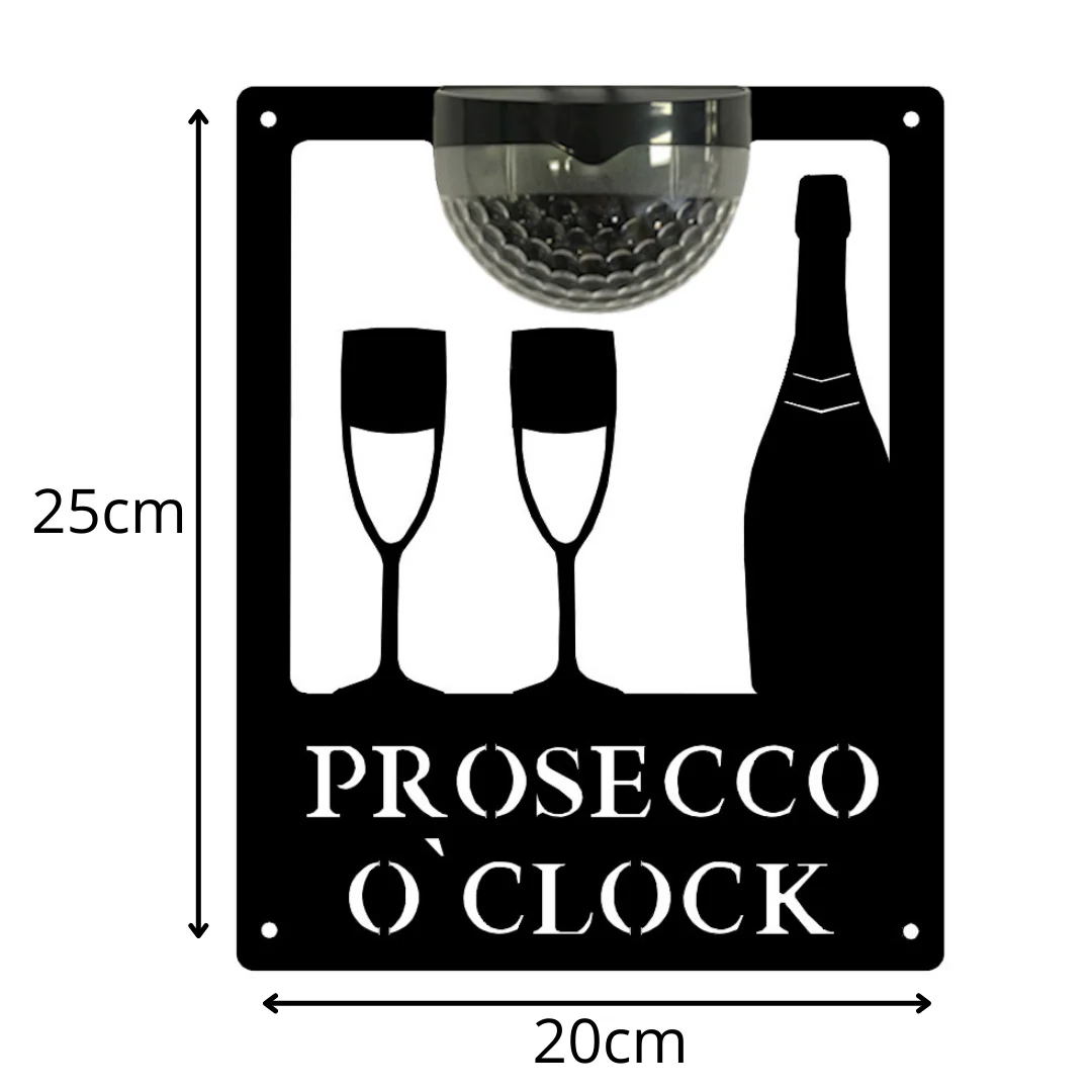Prosecco O'Clock Sign with Solar Powered Light - Image 9