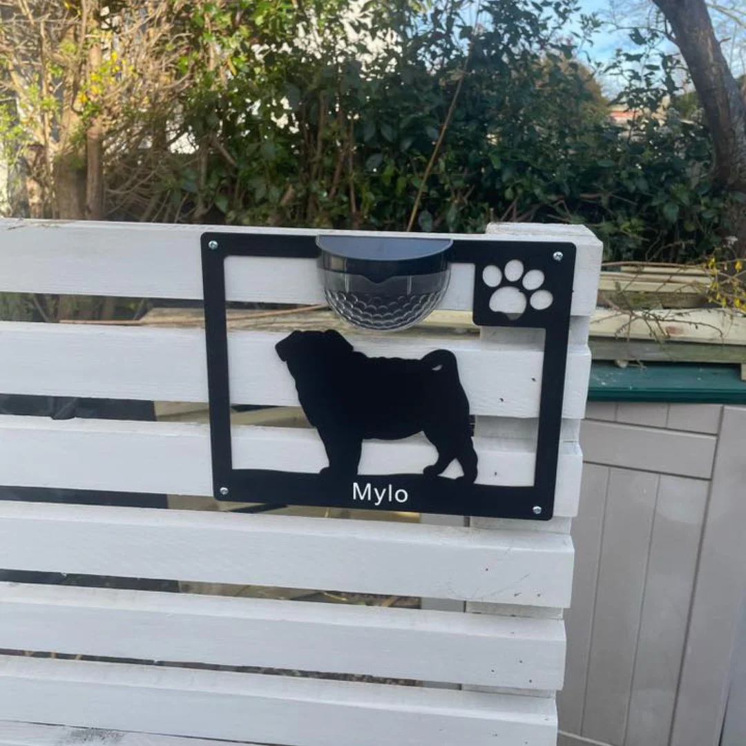 Pug Dog Solar Light Wall Plaque - Image 11