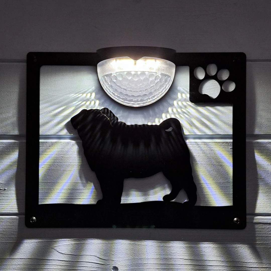 Pug Dog Solar Light Wall Plaque - Image 2