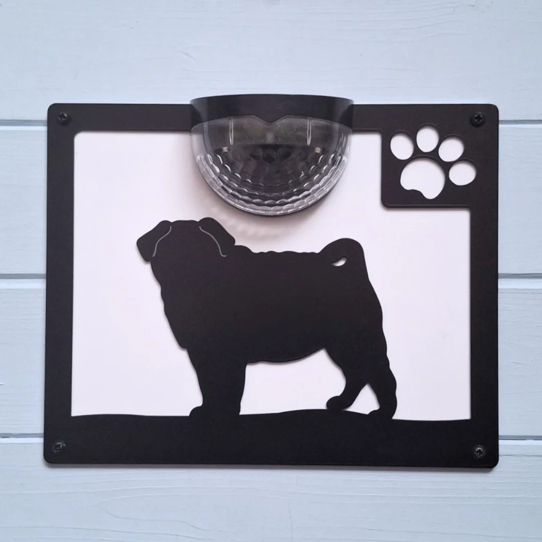 Pug Dog Solar Light Wall Plaque - Image 3