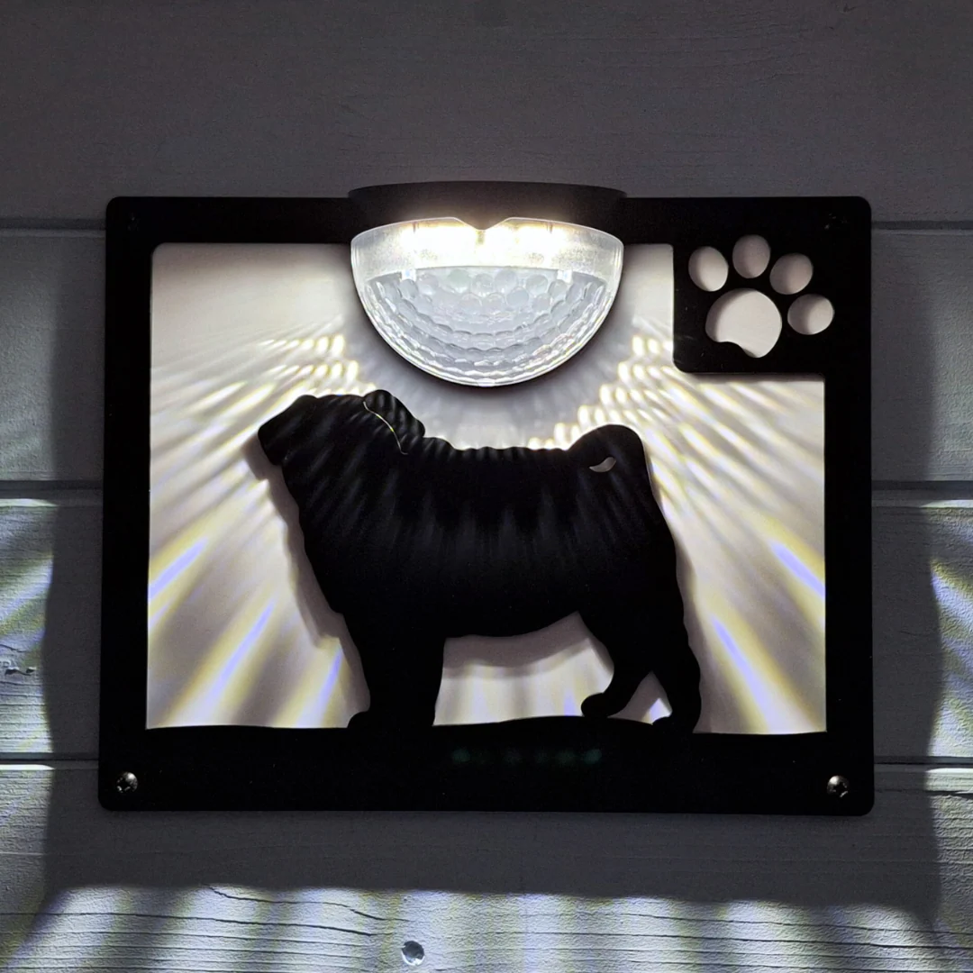Pug Dog Solar Light Wall Plaque - Image 4