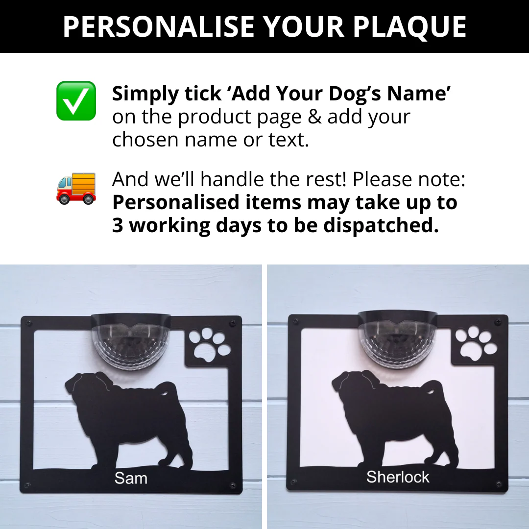 Pug Dog Solar Light Wall Plaque - Image 5