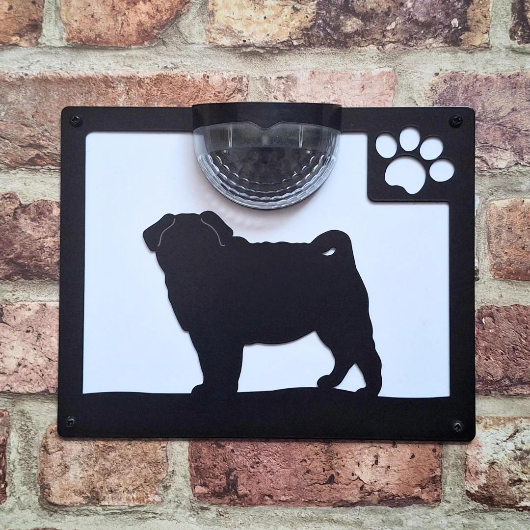 Pug Dog Solar Light Wall Plaque - Image 7