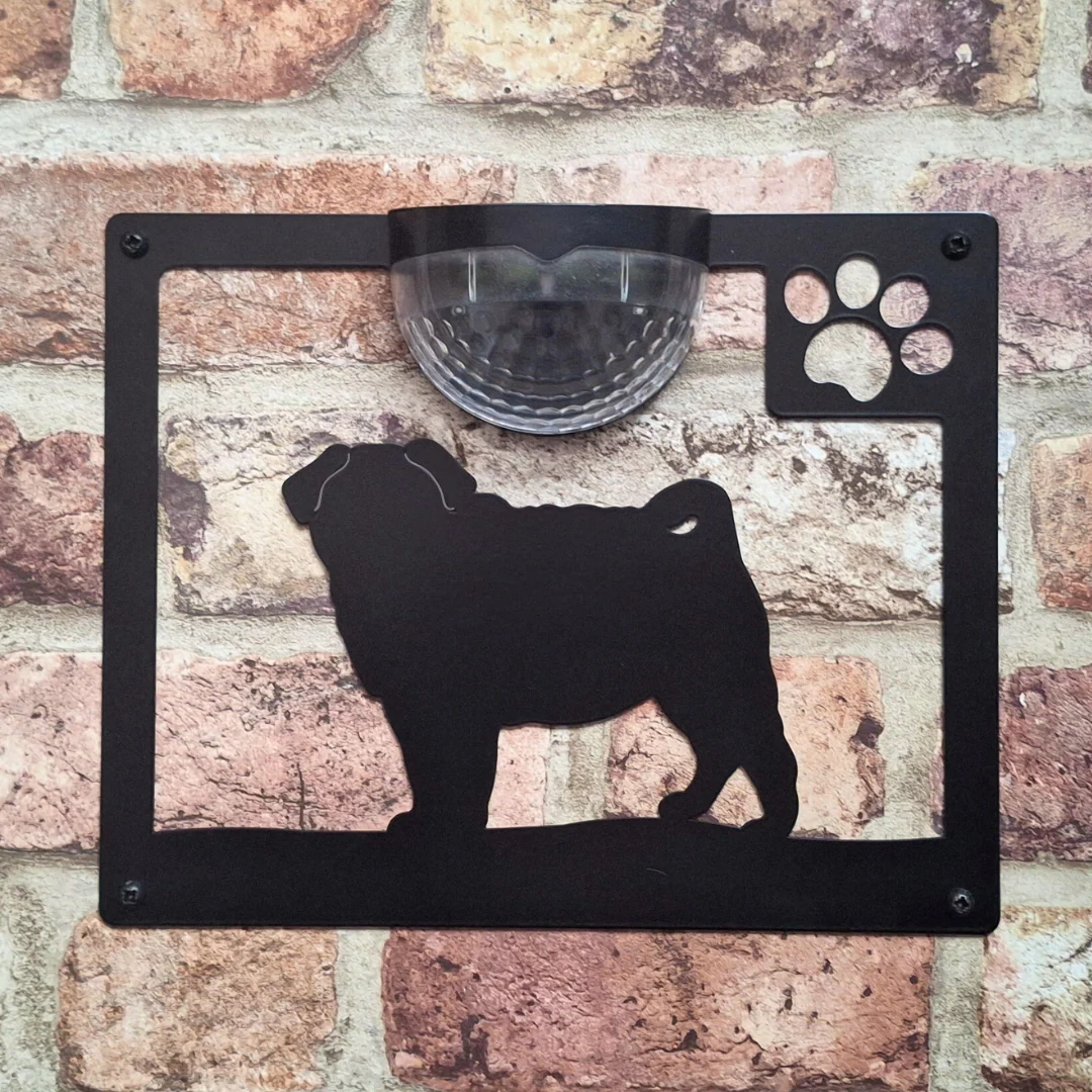 Pug Dog Solar Light Wall Plaque - Image 8