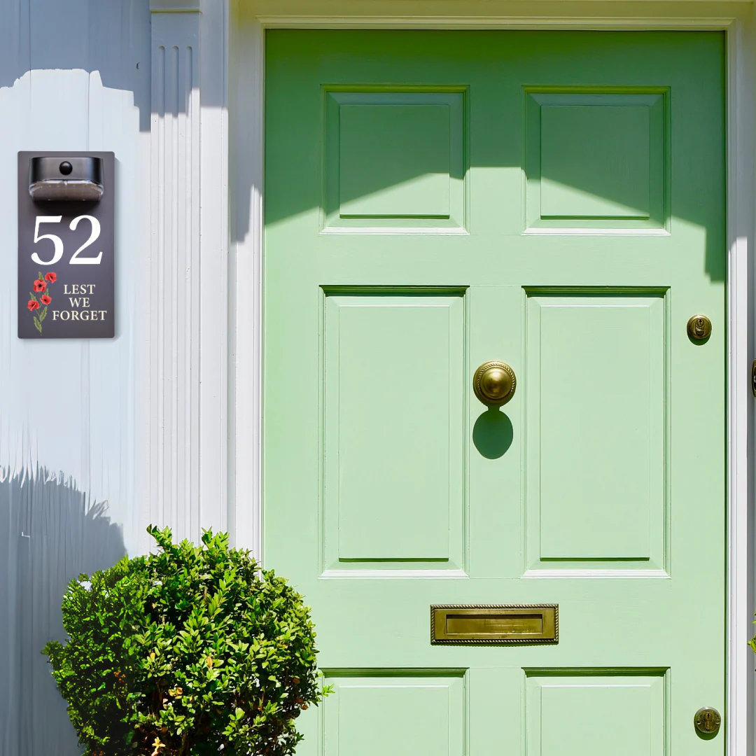 Lest We Forget Motion Sensor Solar House Number Sign - Image 9