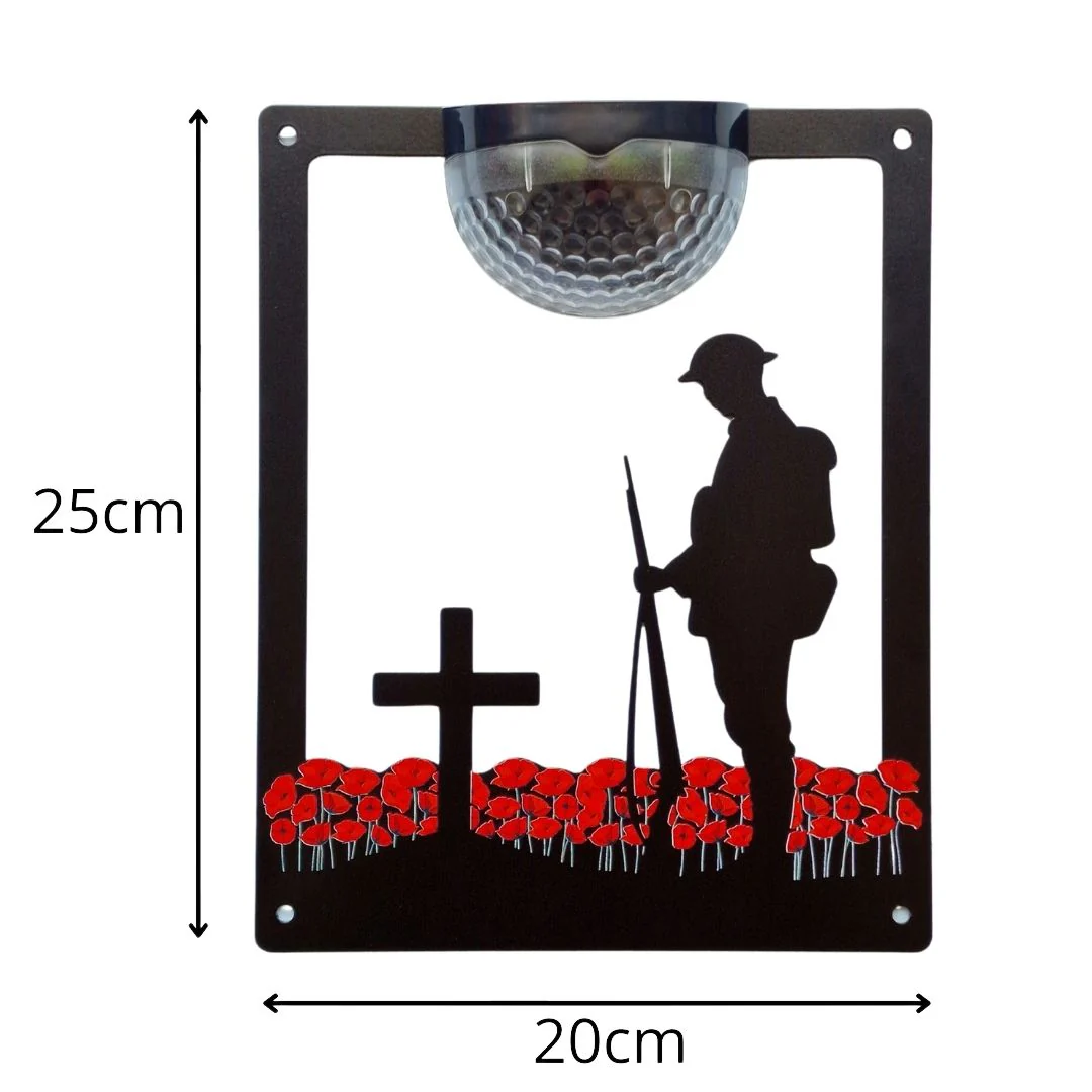 Remembrance Soldier & Red Poppies Solar Light Wall Plaque (You Can Personalise Me!) - Image 7